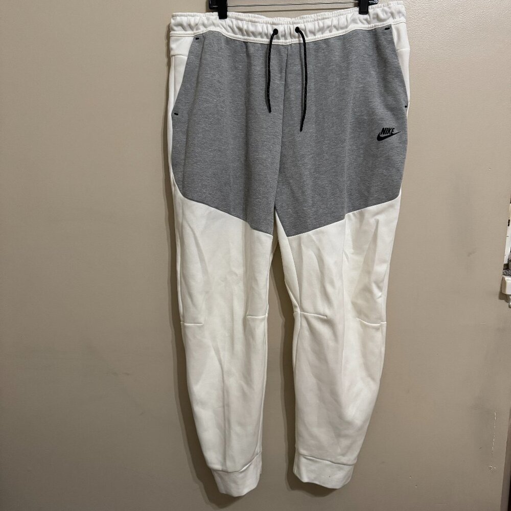 Nike Tech Fleece Joggers Pants Cuffed Slim White Grey Mens 3XL CU4495-133 NEW